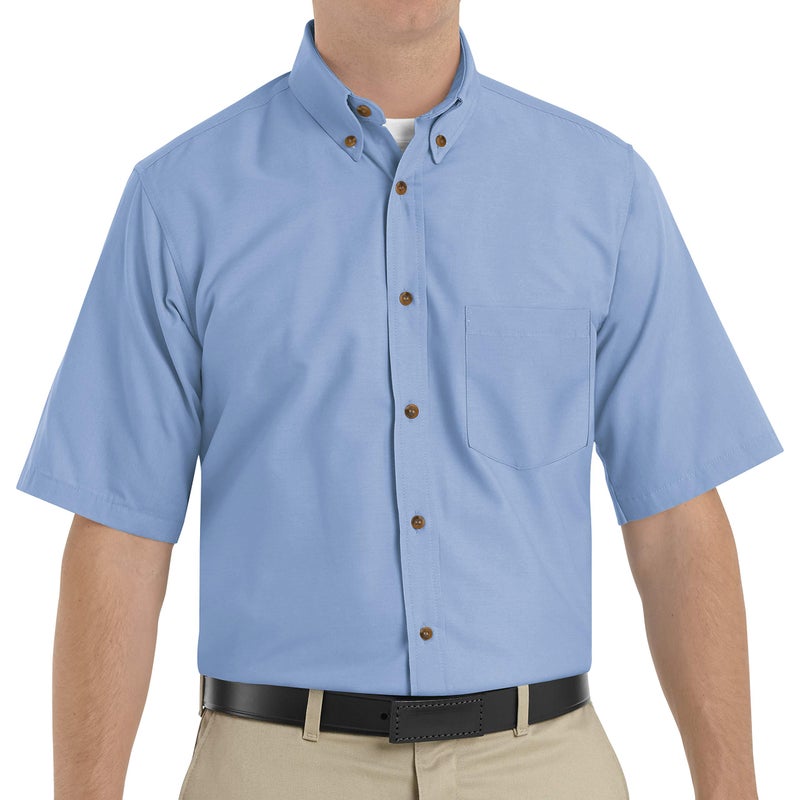 Red Kap Men's Tall Size Poplin Dress Shirt, Stain and Wrinkle Resistant, Short Sleeve, Light Blue, 3X-Large - Image 4